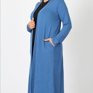 Zenana maxi duster plus size with pockets